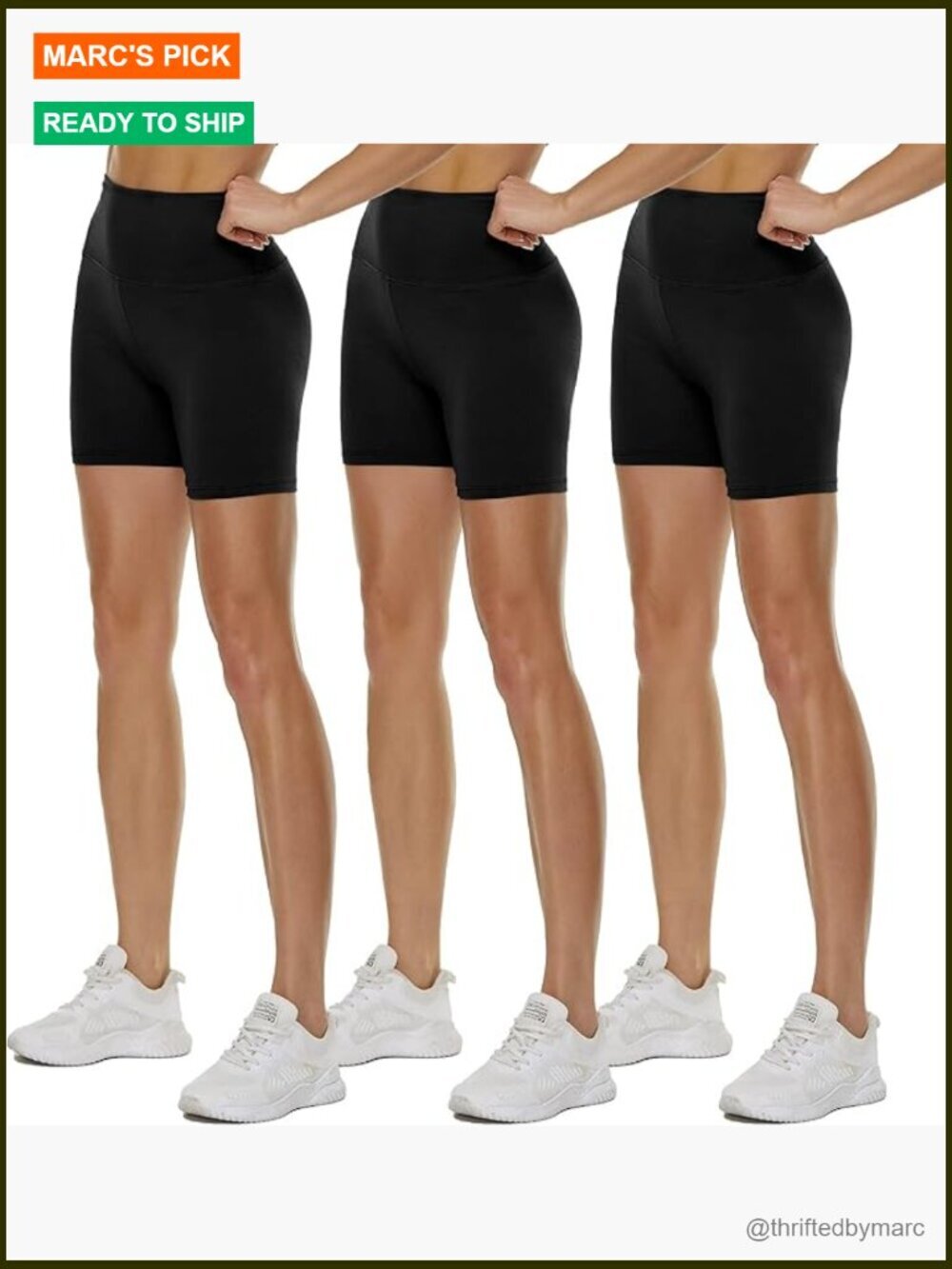 3 Pack High Waisted Biker Shorts – 5" Black Workout Yoga Compression Shorts